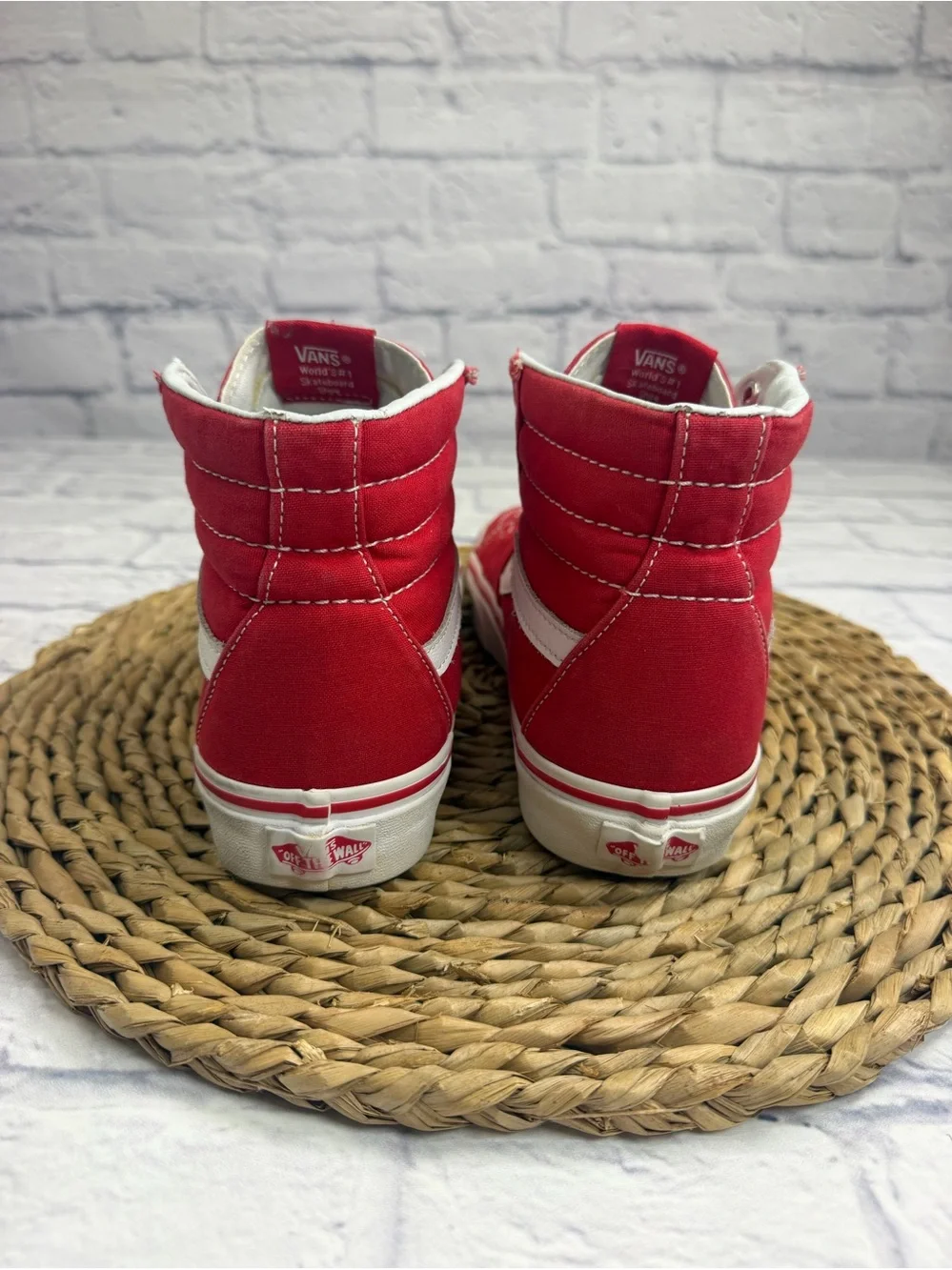 Vans Red Off The Wall Canvas High Top Sneakers. Mens size 6.5/Women’s Size 8